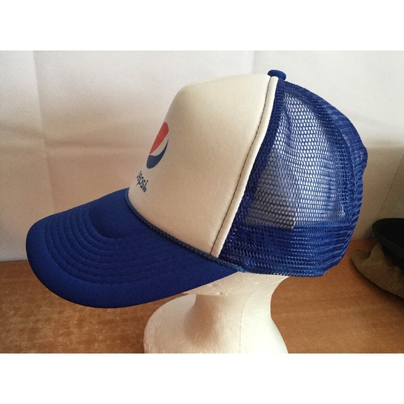 Pepsi Hat Vintage Truckers Cap Otto Mesh Adjustable Blue Logo One Size Snapback - Picture 4 of 9